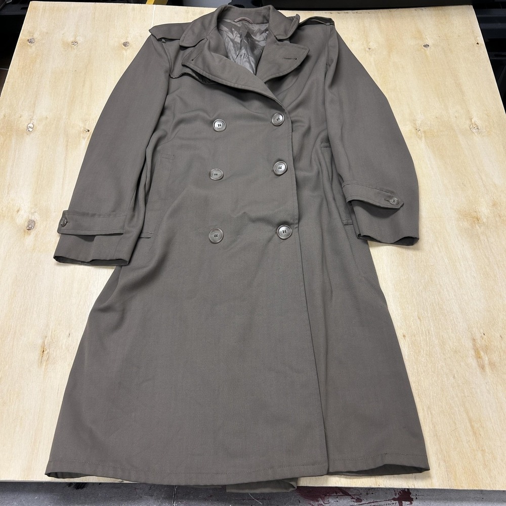 Vintage Alligator Coat Mens Small Gray Trench Double Breasted Water Repellent